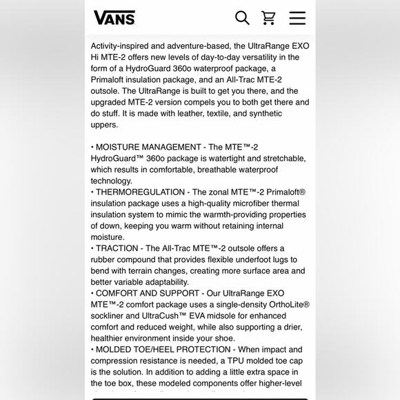 NWT Vans UltraRange EXO Hi MTE-2 winter boots Shoes 9 - Picture 2 of 13